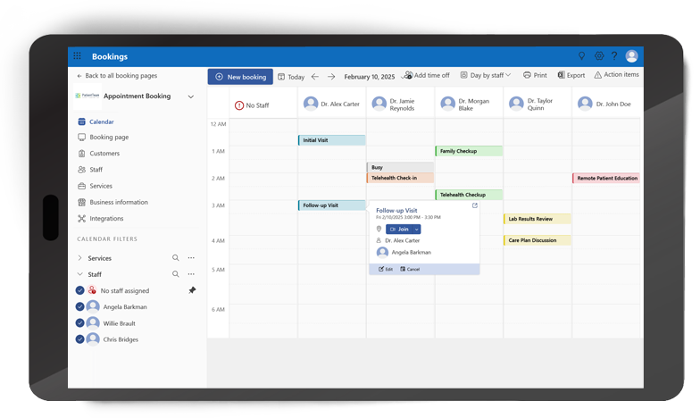 Illustration of tailored scheduling for healthcare practices.