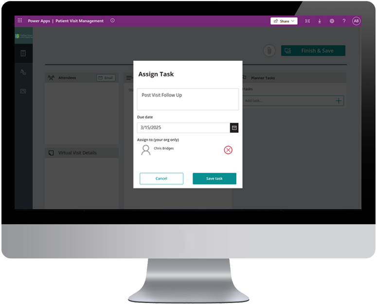 Diagram showing streamlined task management for virtual visits.
